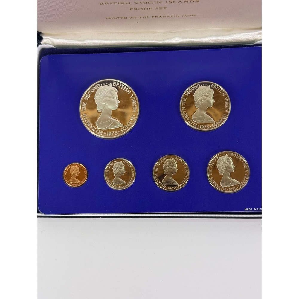 1975 British Virgin Islands Sterling Silver Proof Coin Set Franklin Mint COA - Picture 5 of 11